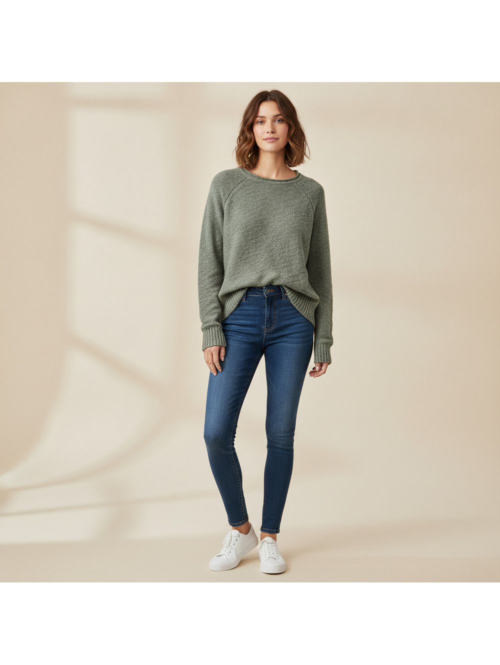L.L.Bean Women's Medium Green Cotton Sweater